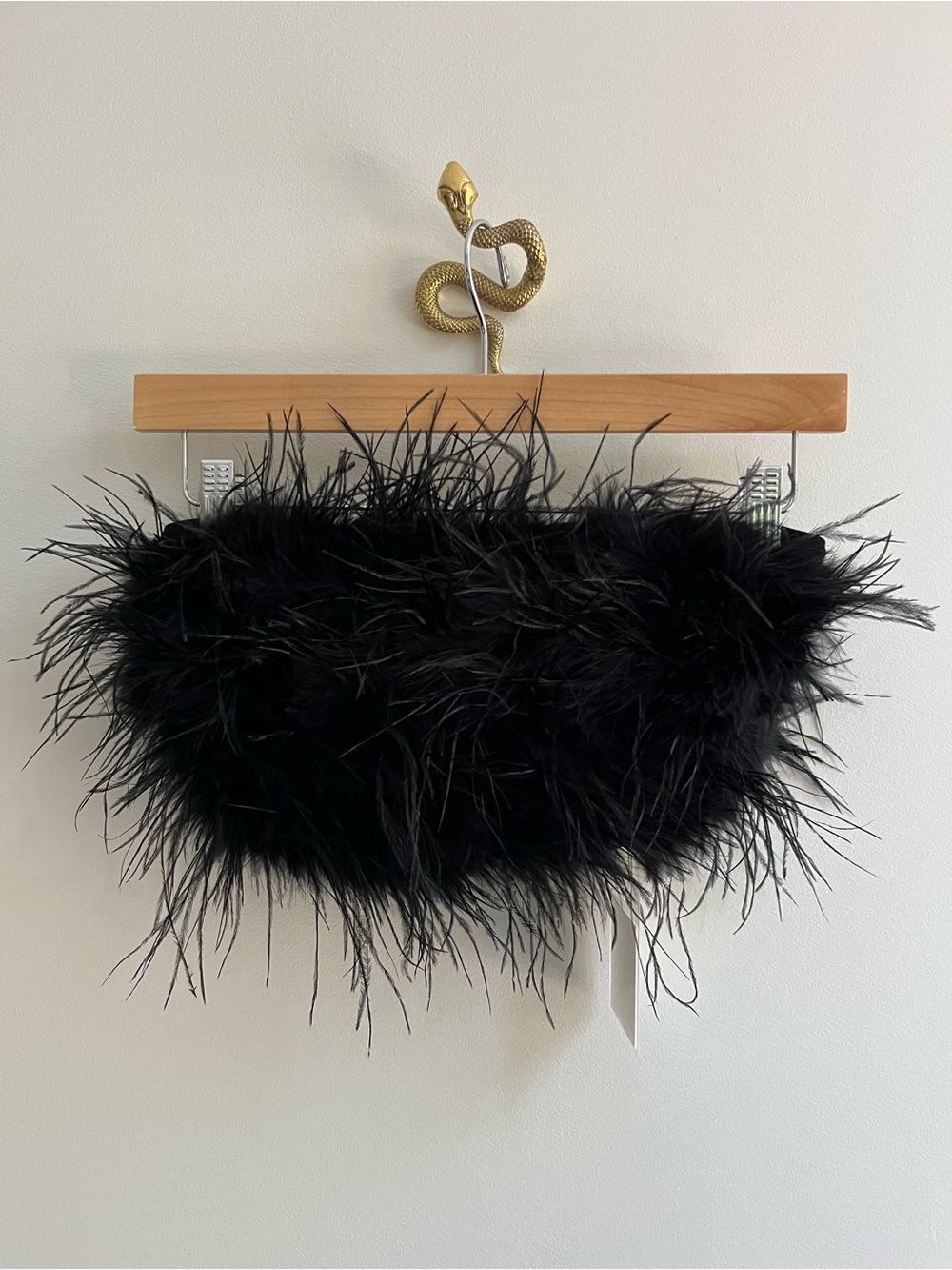 NWT Naked Wardrobe Butter Feather Tube Top Black Crop Strapless Bandeau XS